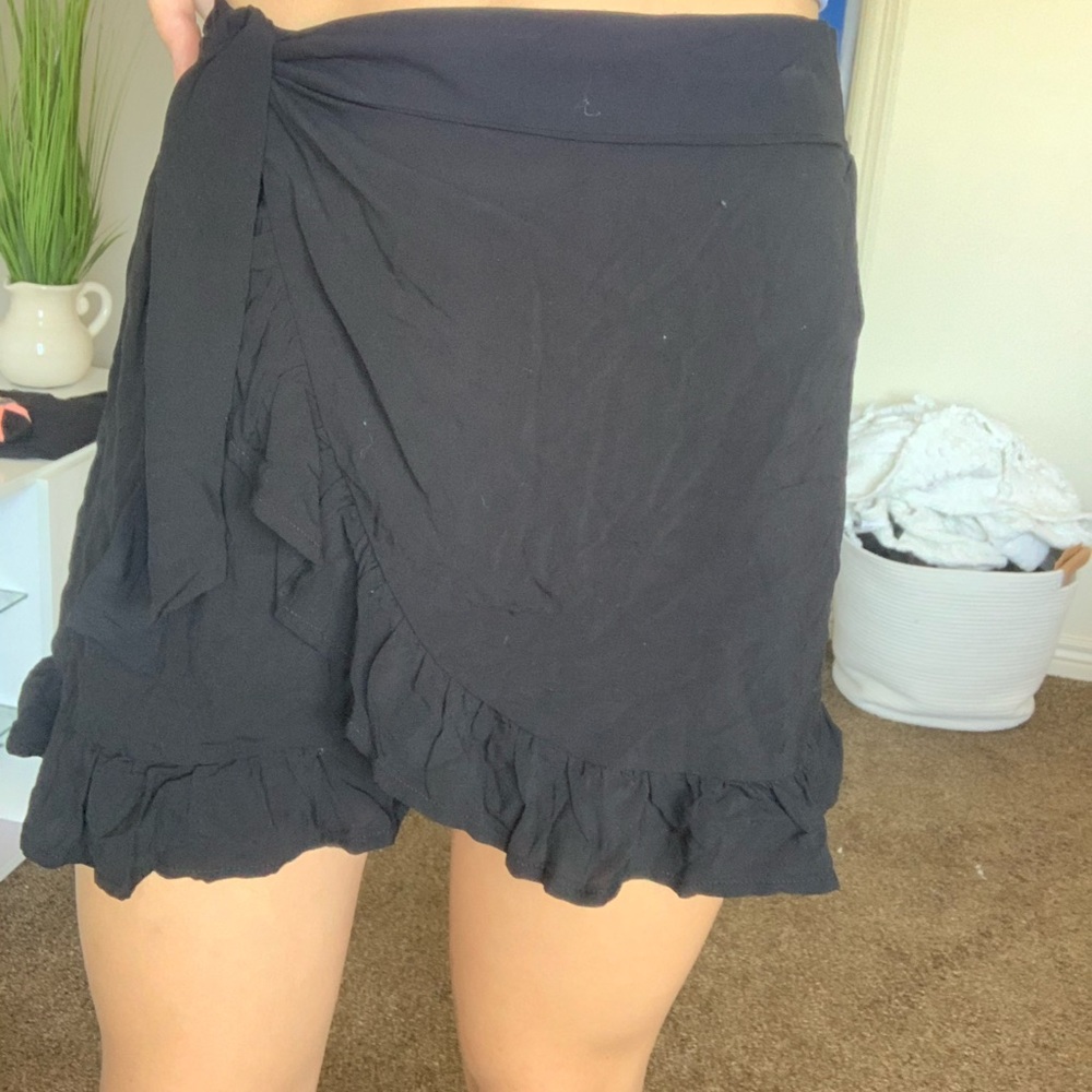 Wild Fable Black Front Tie Skirt